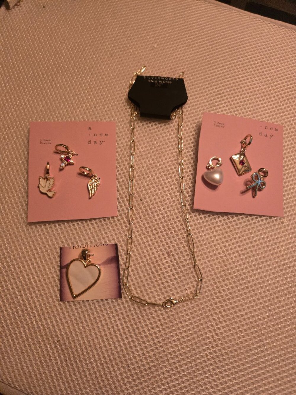 24" gold plated chain & 7 charms to create your own charm necklace